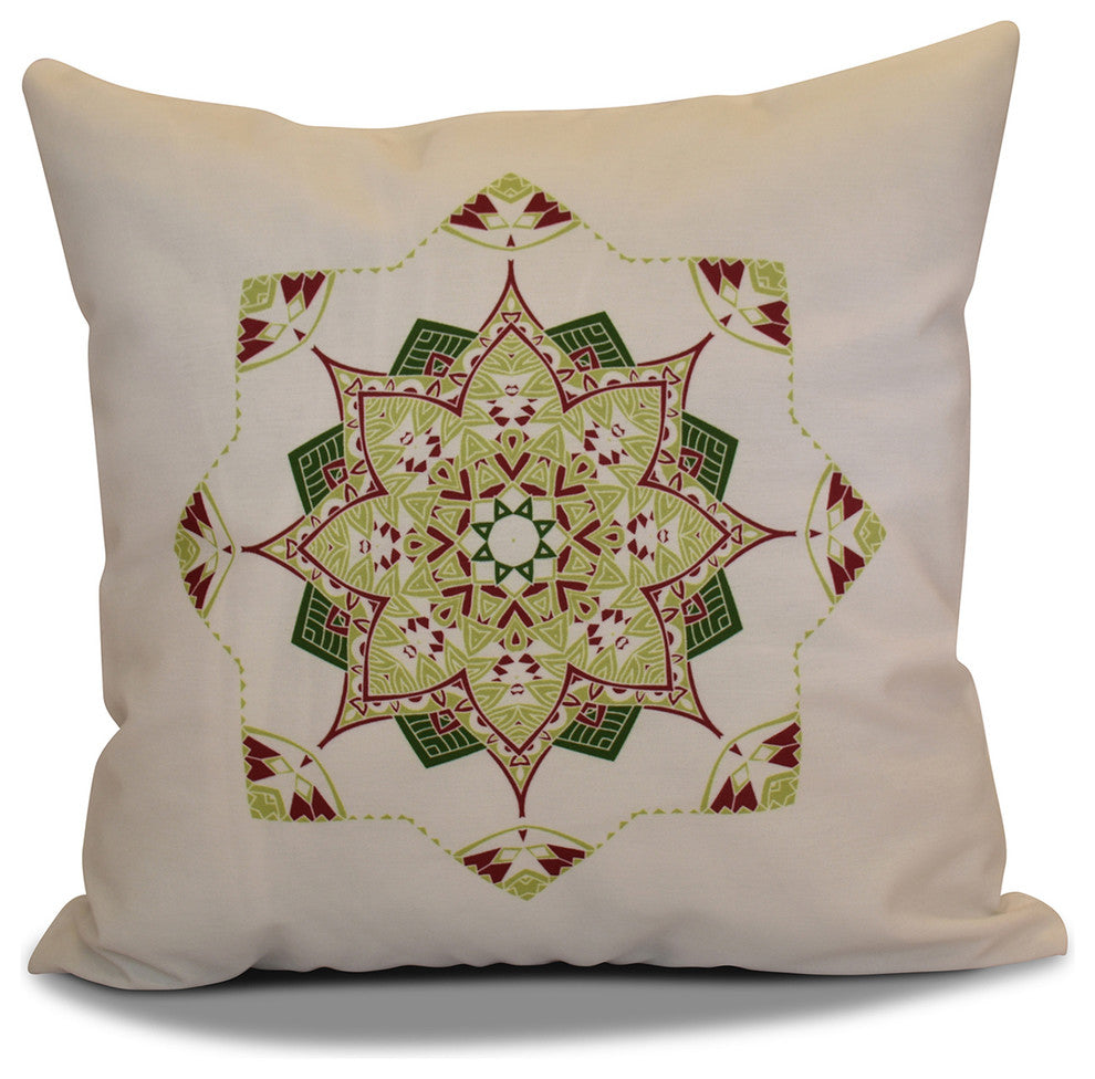 Decorative Holiday Outdoor Pillow Geometric Print, Cranberry, 18"x18"