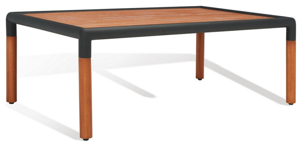 Safavieh Tommy Metal and Wood Patio Coffee Table Black/Natural
