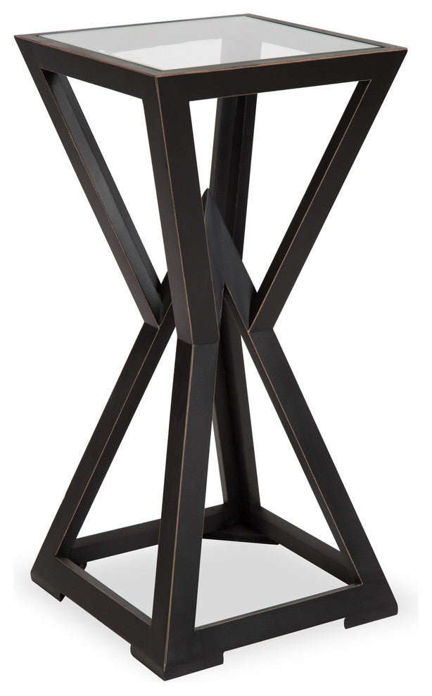Yogi Small Wood Side End Table, Black 11x11x23