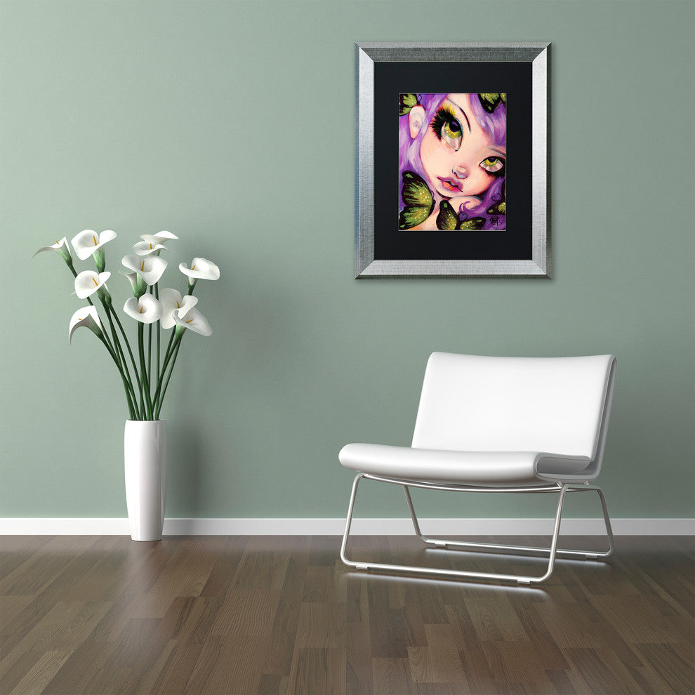 Natasha Wescoat 'Green Eyed Violet' Art, Silver Frame, Black Mat, 11x14