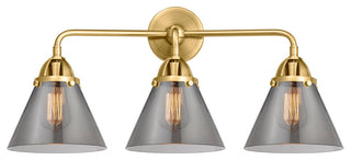 Large Cone Bath Vanity Light, Satin Gold, Plated Smoke, Plated Smoke