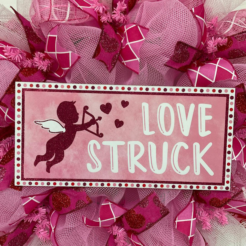 Love Struck Valentines Day Wreath Handmade Deco Mesh 24 inch or 28 inch, Extra Large 28 Inch