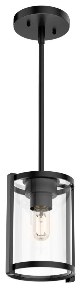 Hunter Astwood Collection 1-Light Cylinder Pendant, Matte Black