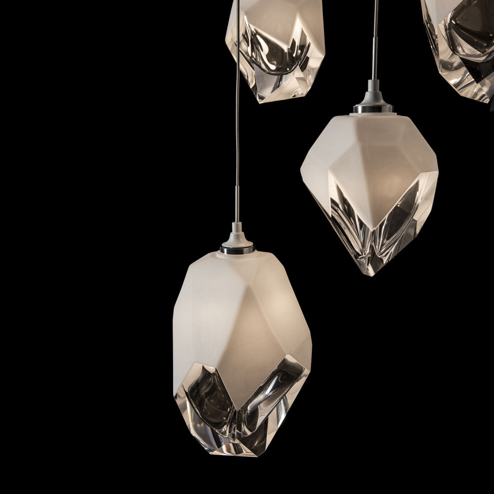 Chrysalis 5-Light Mixed Crystal Pendant White Finish- Long, White Crystal
