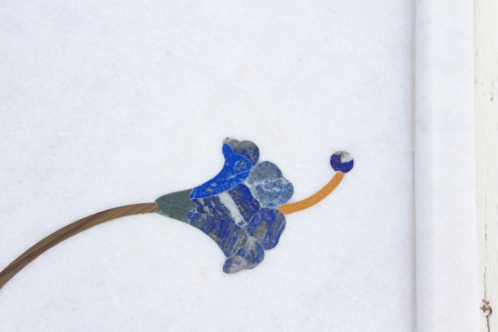 Precious Botanical Inlay Marble Panel