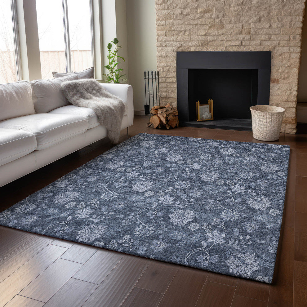 Premium Machine Washable Mayfield AMF680 Blue 8' x 10' Rug