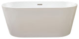 Freestanding Acrylic Bathtub, White/Polished Chrome, 54"