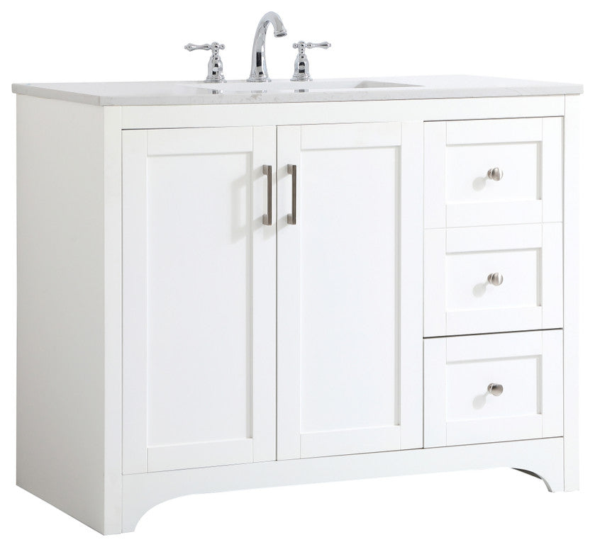 42" Single Bathroom Vanity, White