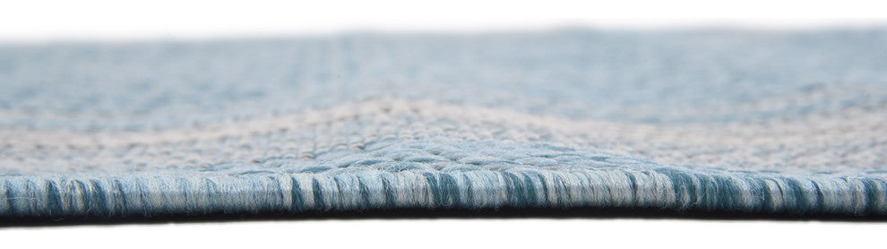 Unique Loom Aquamarine Soft Border Outdoor 4' 0 x 6' 0 Area Rug