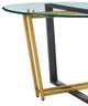 Devi 48" Round Glass Tabletop Dining Table With Gold and Black Base
