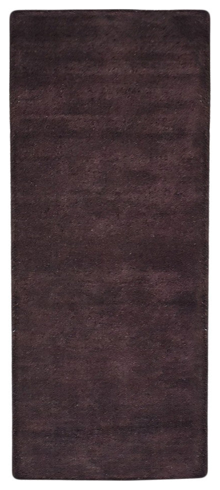 Hand Knotted Loom Silk Mix Area Rug Solid Brown, [Runner] 2'8''x12'