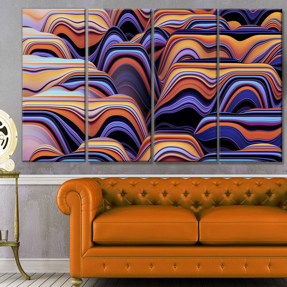 Abstract Mountains 3D Texture, Abstract Canvas Art Print, 48"x28", 4 Panels