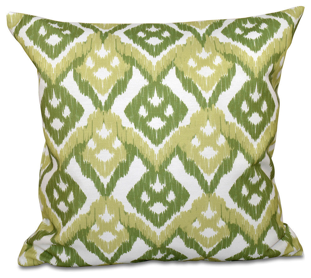 Hipster, Geometric Print Pillow, Green, 16"x16"