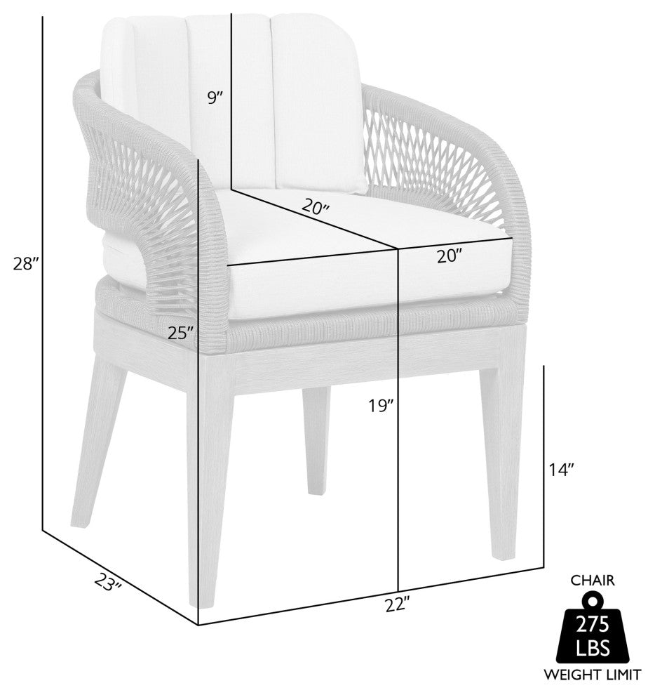 Orbit Outdoor Patio Dining Chair Wood Gray Rope/Taupe Olefin Cushions