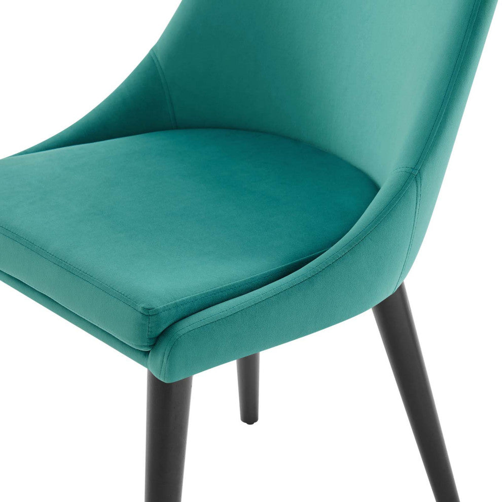 Side Dining Chair, Set of 2, Teal Blue, Velvet, Modern, Cafe Bistro Hospitality