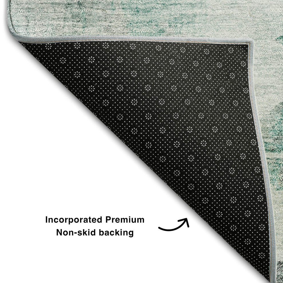 Premium Machine Washable Mayfield AMF710 Teal 5' x 7'6" Rug