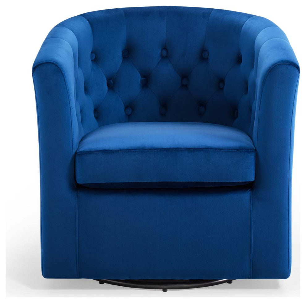 Tufted Armchair Accent Chair, Velvet, Blue Navy, Modern, Lounge Hospitality