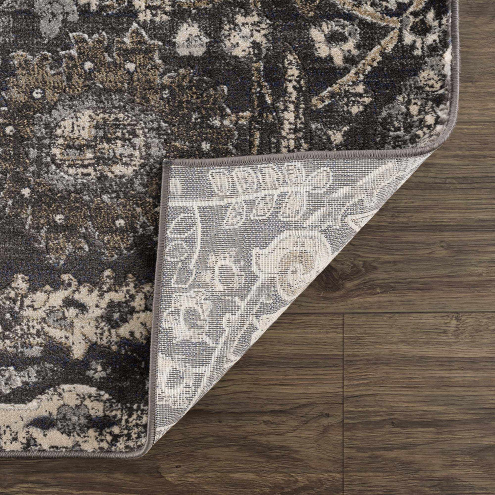 Hauteloom Georgiana Charcoal Area Rug, 4'3"x5'7" Rectangle