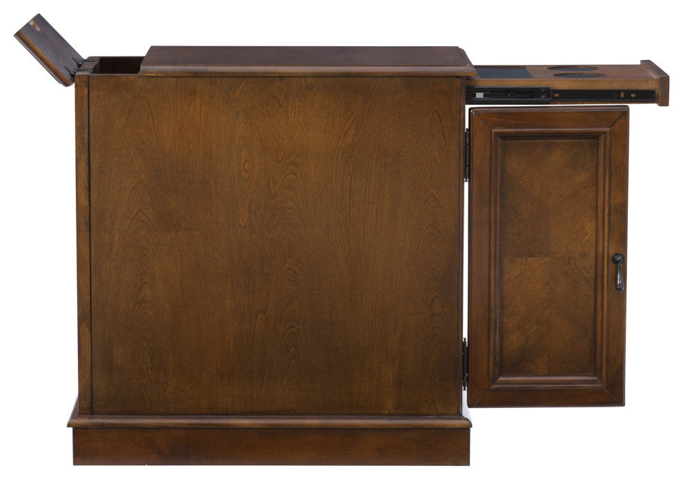 Classic End Table, Charging Station & Slide Tray With Beverage Holder, Hazelnut