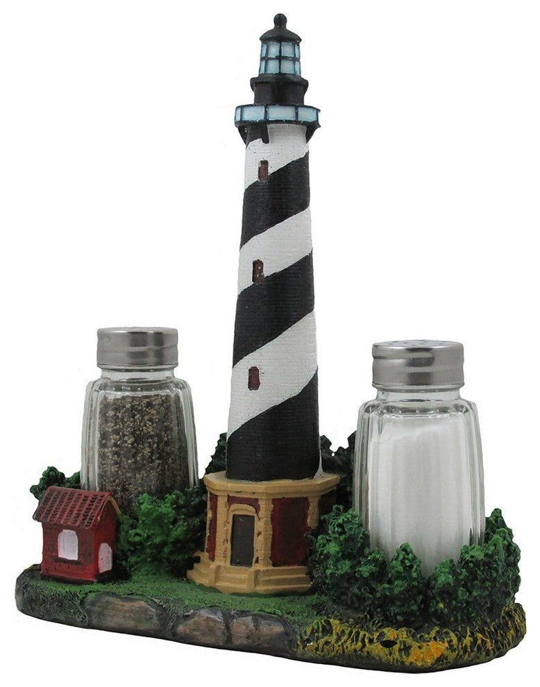Nautical Cape Hatteras Lighthouse Glass Salt and Pepper Shaker 3-Piece Set