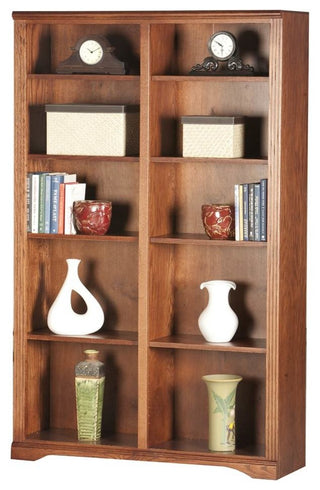 Eagle Furniture Oak Ridge 72" Tall, Double Wide Bookcase, Medium Oak
