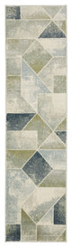 Bastian Contemporary Geometric Blue/ Green Indoor Area Rug, Blue, 1'10"x7'3"