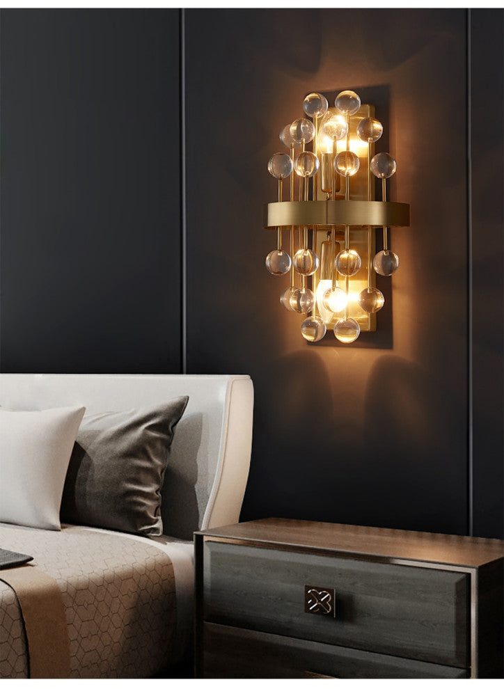 New brushed colorful wall lamp for bedroom, living room., Round Crystal