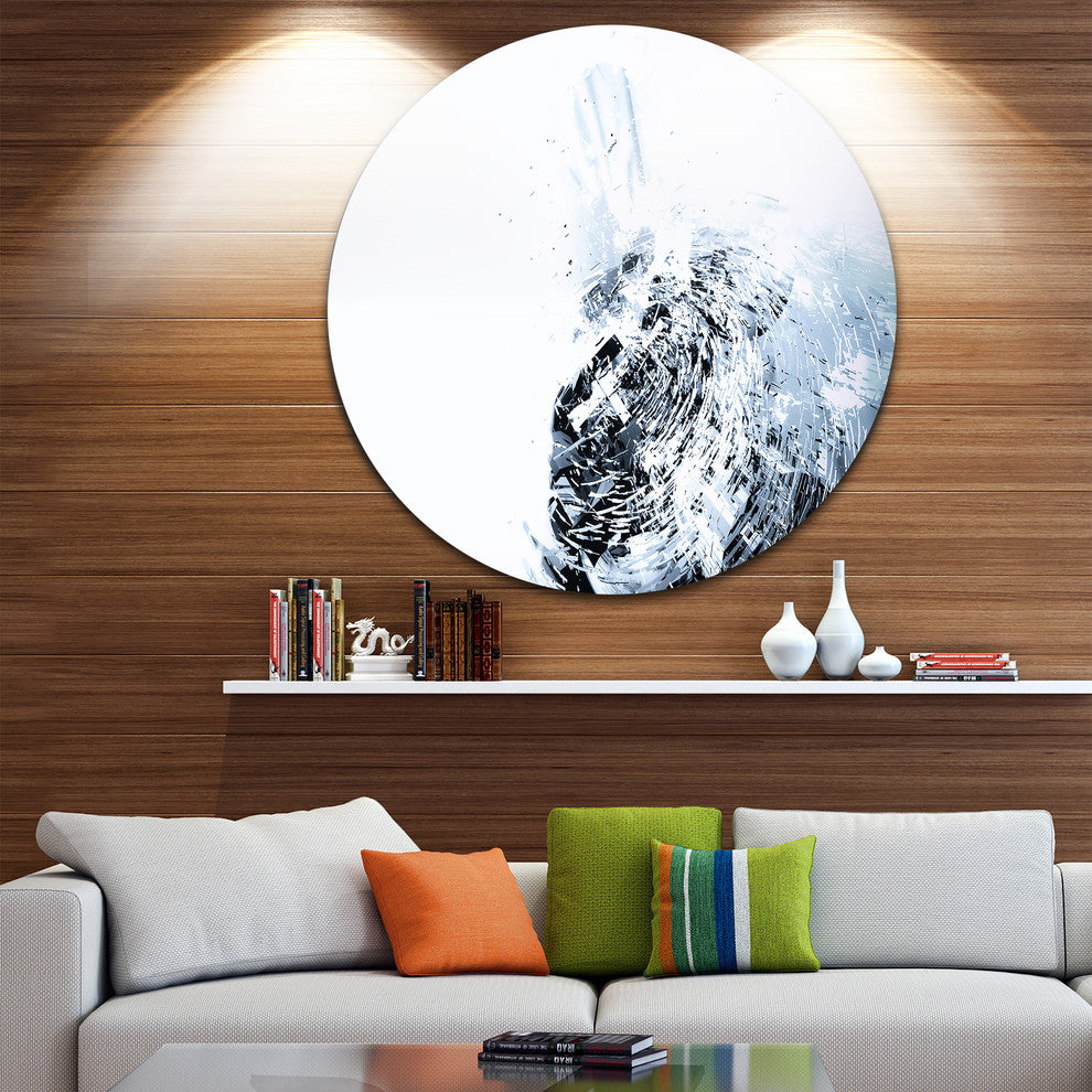 3D Abstract Art White Crystal, Abstract Large Disc Metal Wall Art, 38"