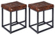 Set of 2 Button Tufted Faux Leather Counter Stools, Dark Brown, 24 in