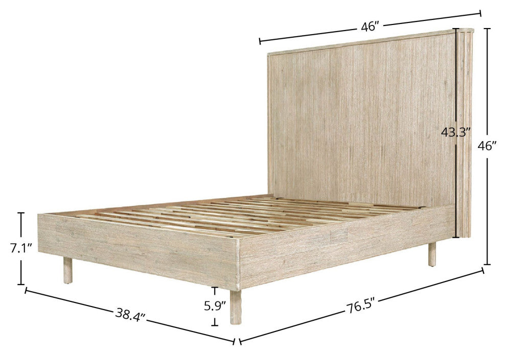 Oasis Acacia Wood Platform Bed, Beige, Single