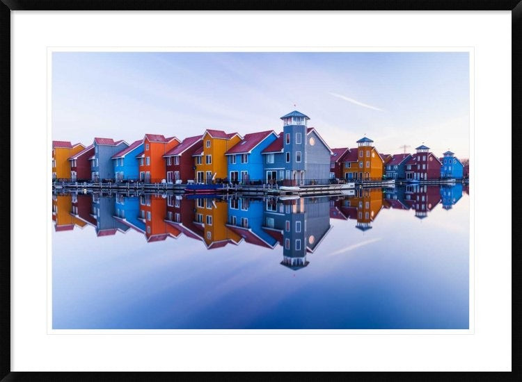 "Colored Homes" Framed Digital Print by Ton Drijfhamer, 38"x28"