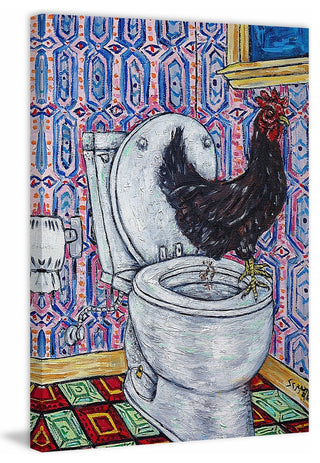 "Chicken" Painting Print on Wrapped Canvas, 12"x18"