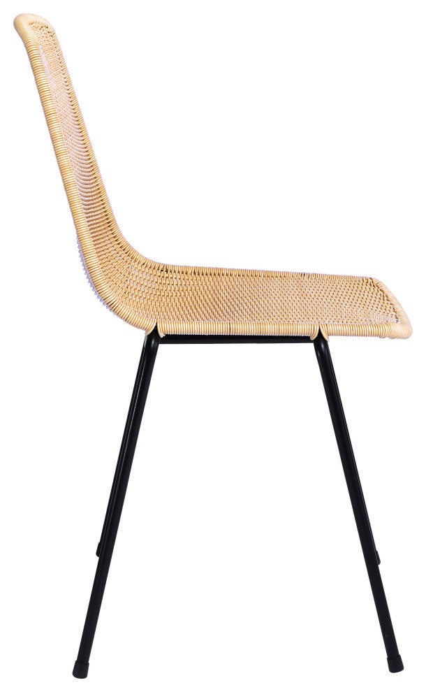 Basket Rattan Dining Chair - Natural Seat - Black Frame