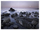 "Full moon over boulders at El Pescador State Beach, Malibu" Paper Art, 34"x26"