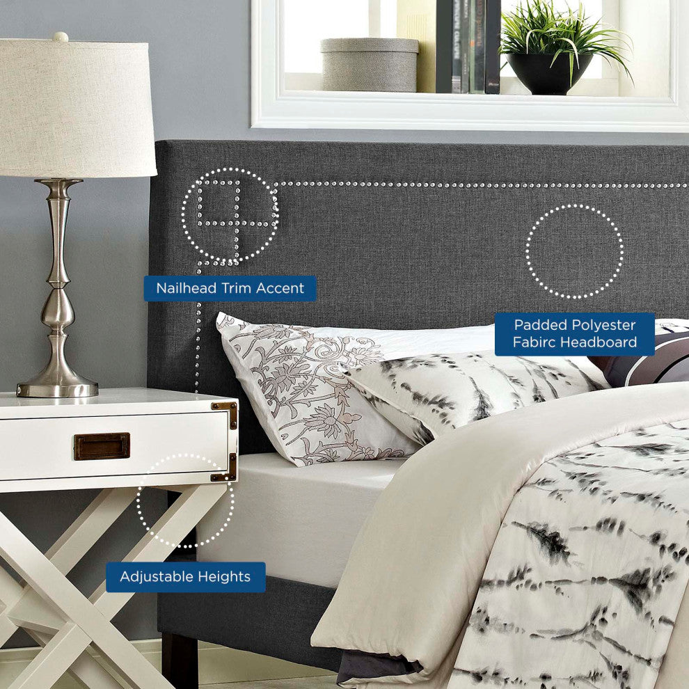 Josie Full Upholstered Fabric Headboard, Gray