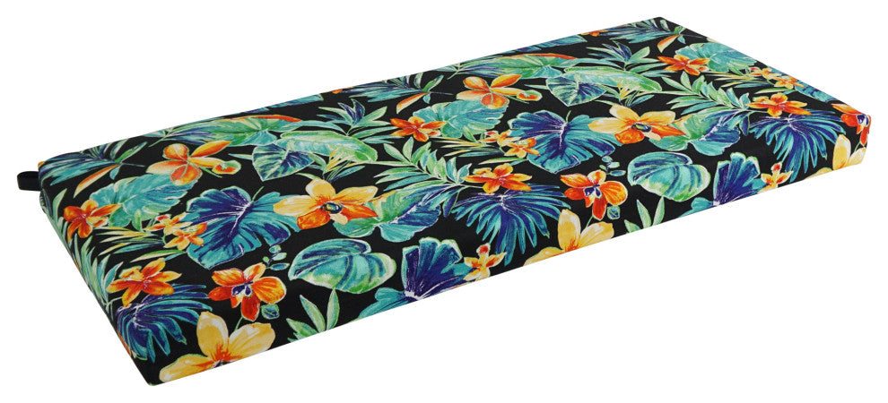 42"X19" Patterned Outdoor Spun Polyester Loveseat Cushion, Beachcrest Caviar