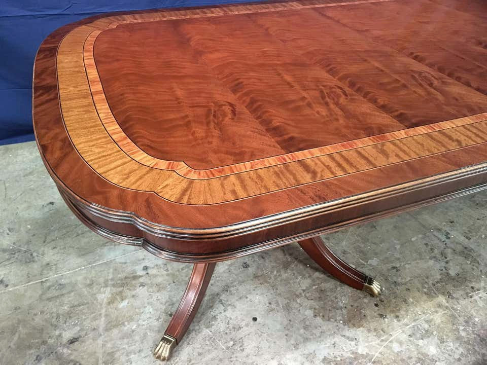 Large Scallop Cornered Mahogany Georgian Dining Table by Leighton Hall