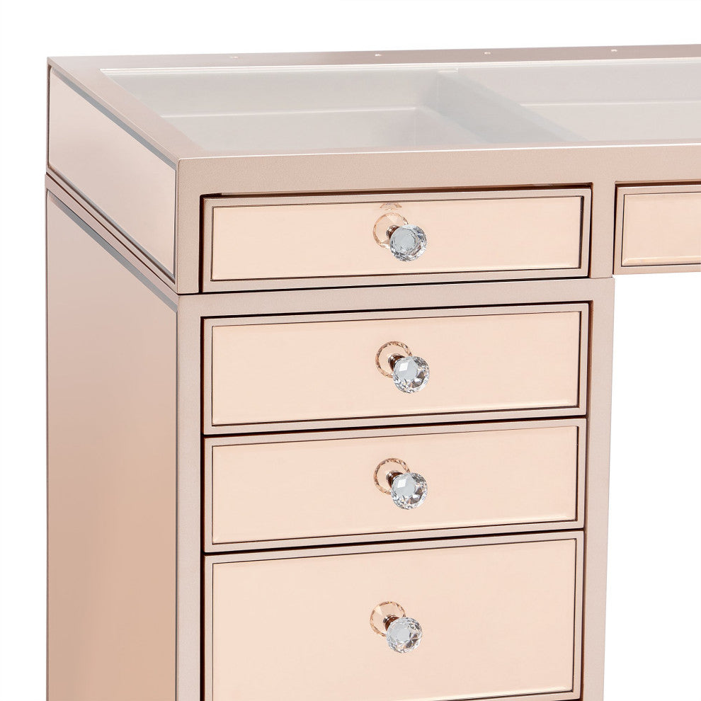 SlayStation Plus Premium Mirrored Vanity Table, Rose Gold