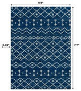Aksil Moroccan Beni Souk Area Rug, Navy/Cream, 4 Ft. X 6 Ft.