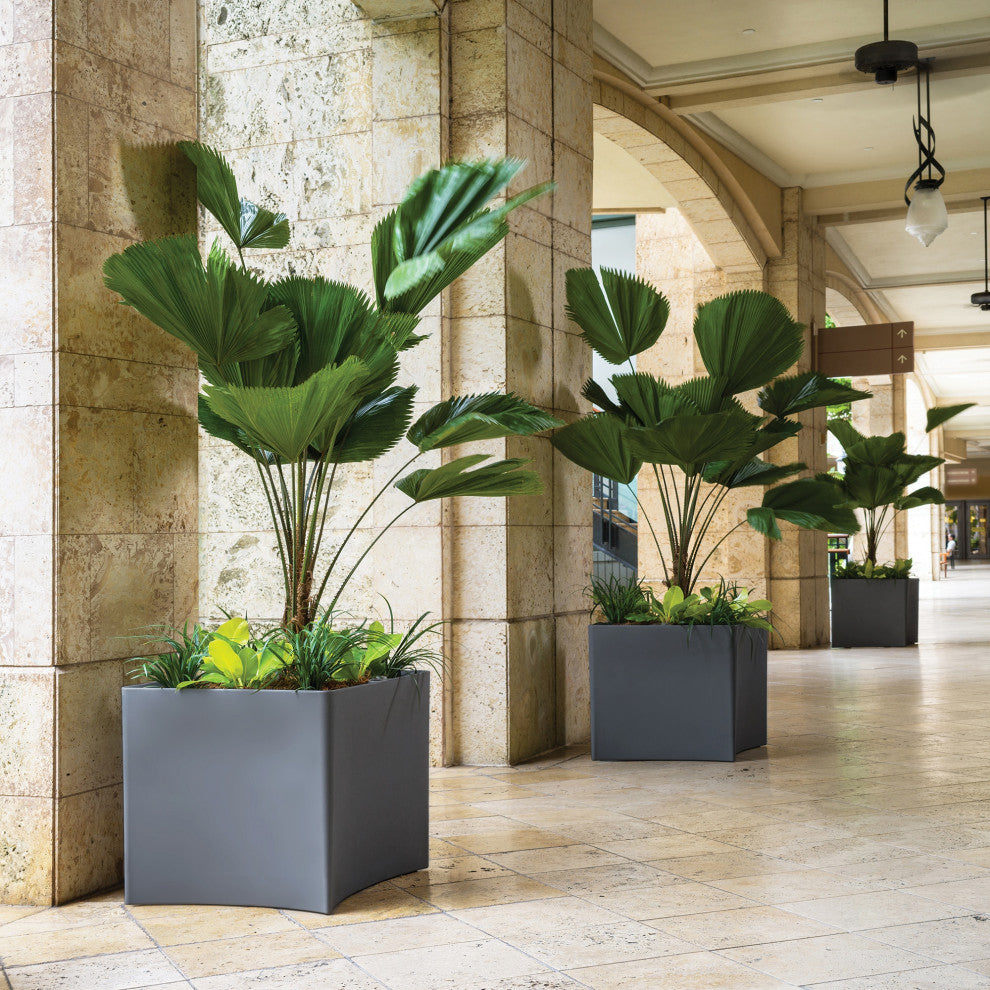 TruDrop Pinch Lage Square Self Watering Plant Box 29'' x 29'' x 26'', Slate