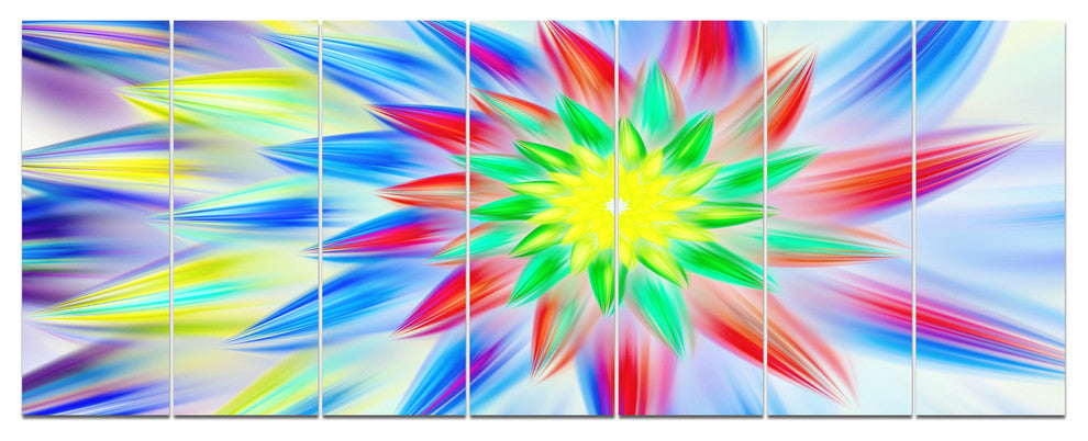 Dance of Multi Color Petals, Floral Canvas Art Print, 83"x32", 7 Panels