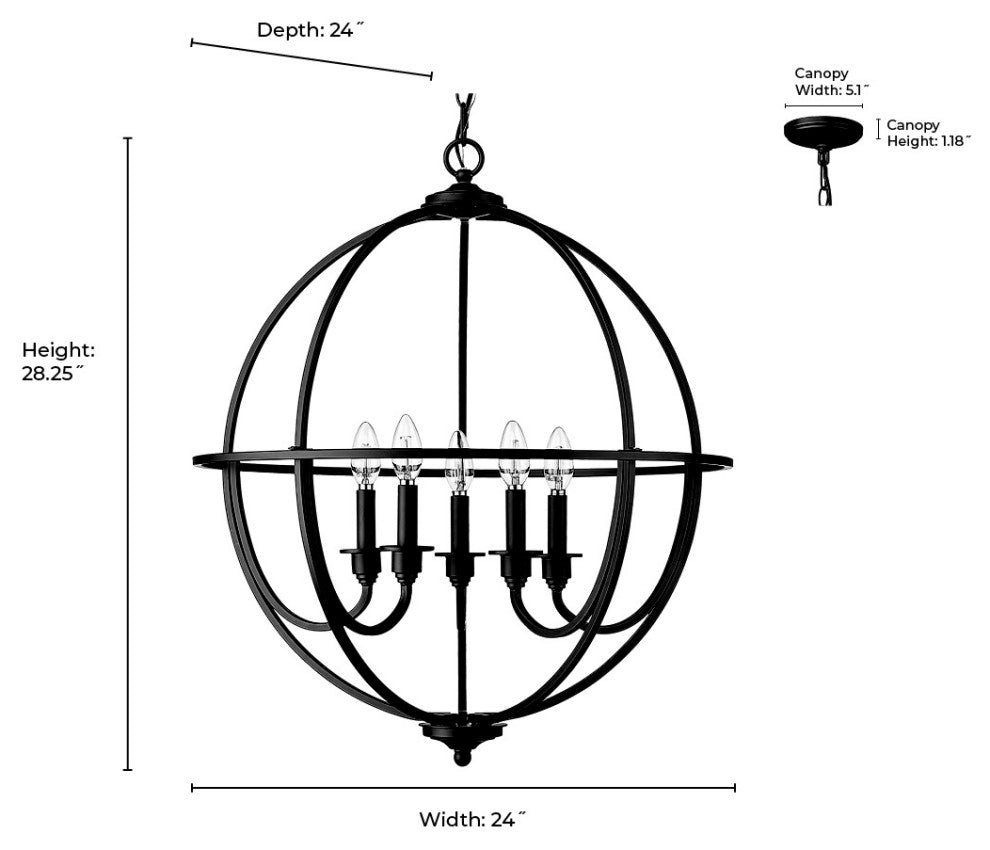 5 Light 24 in. Polished Nickel Chandelier
