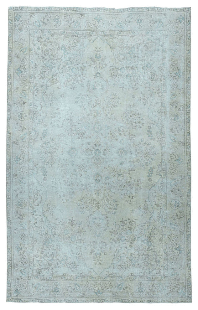 Vintage White Wash Tabriz Worn Wool Hand-Knotted Oriental Rug, 6'3"x9'5"