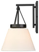Golden Lighting Penn 1 Light Wall Sconce, Matte Black With Modern White Shade