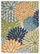 7' X 10' Ivory And Blue Floral Indoor Outdoor Area Rug