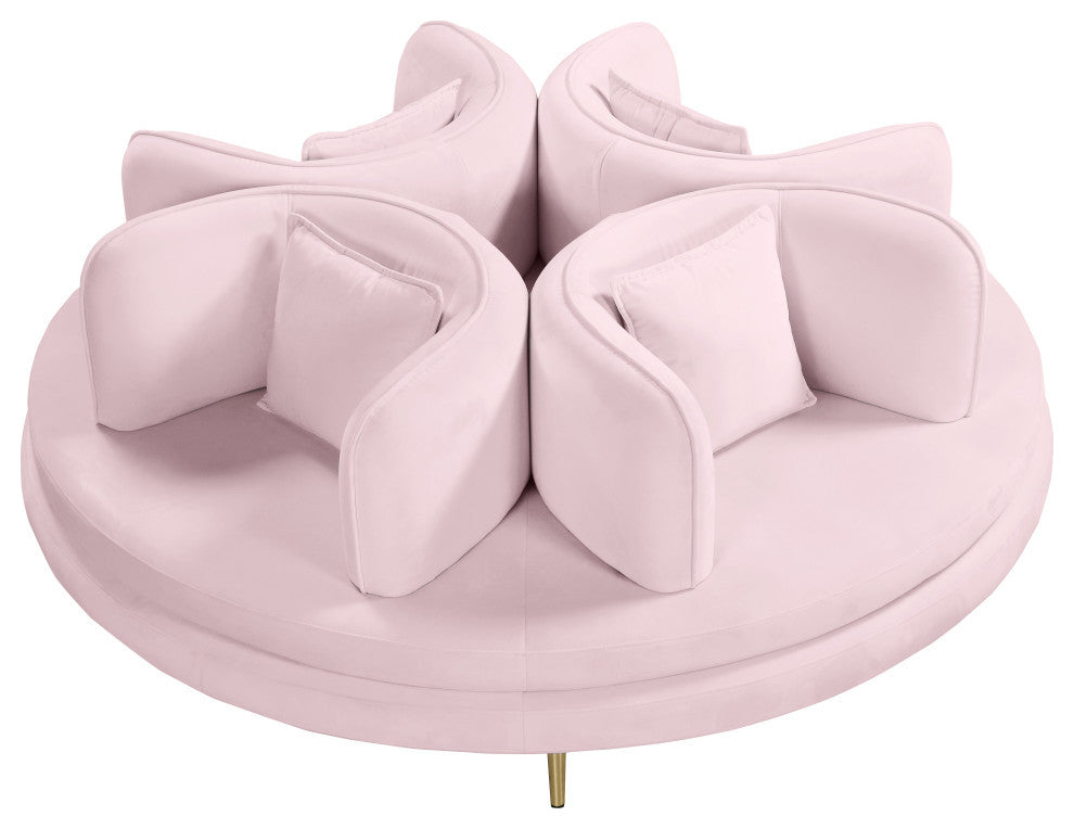 Circlet Velvet Upholstered Roundabout Sofa, Pink