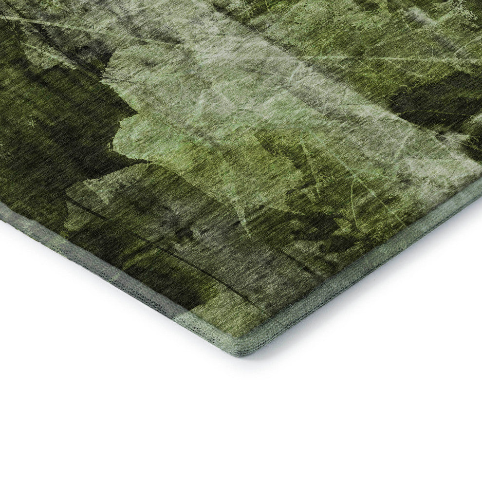 Premium Machine Washable Mayfield AMF560 Green 2'3" x 7'6" Runner Rug