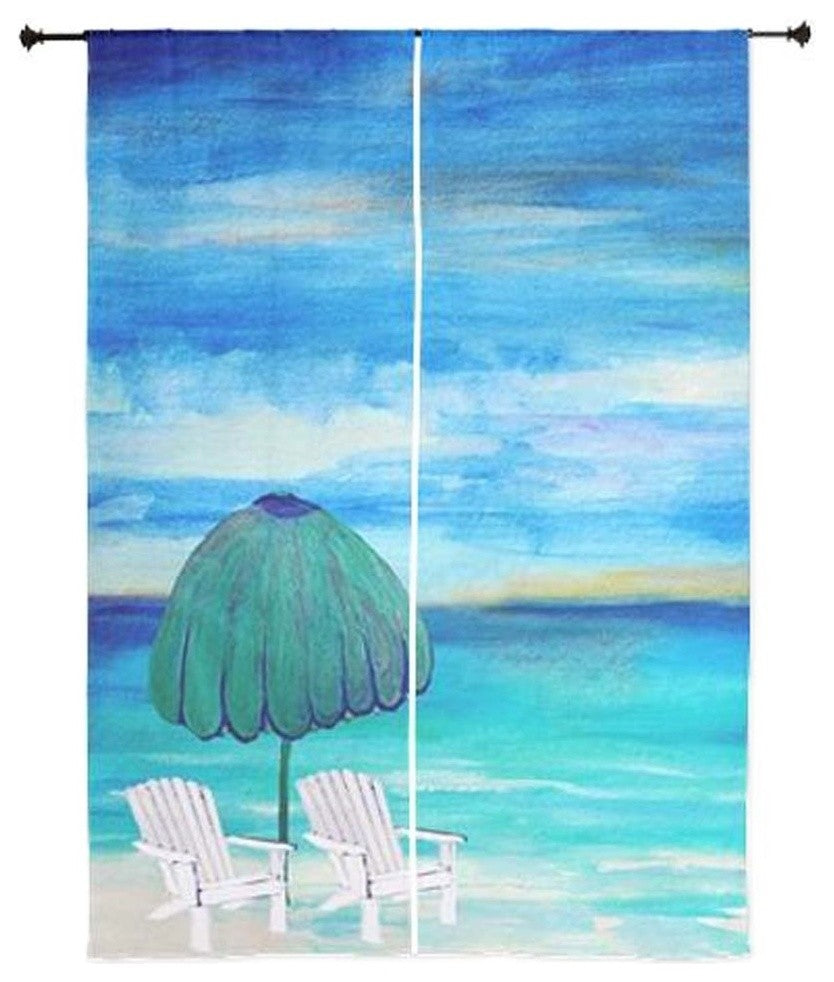 Beach Art Sheer Curtains, Sea Breeze Beach