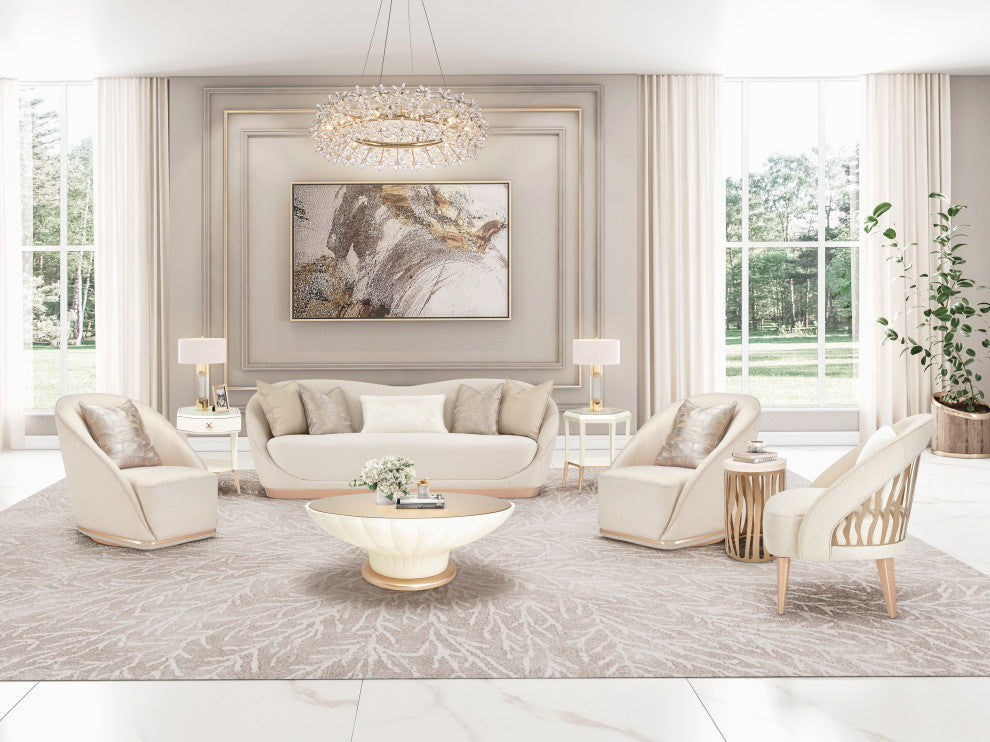 La Rachelle Scalloped Round Cocktail Table - Medium Champagne