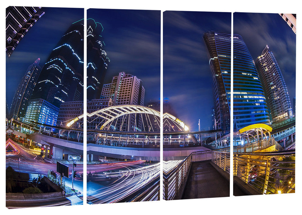 "Modern Bridge" Cityscape Photography Canvas Print, 4 Panels, 48"x28"